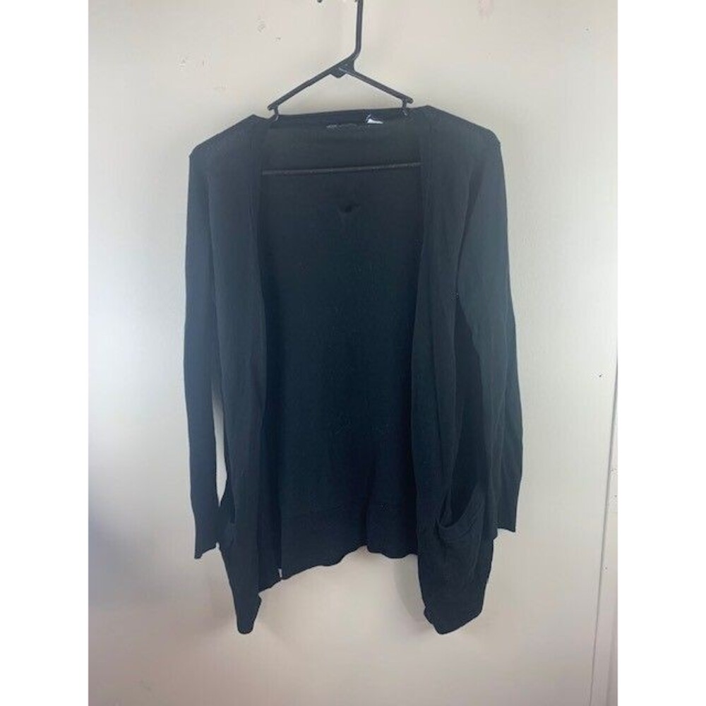Moda International Size M Womens Black Sweater Light Weight  Button Front
